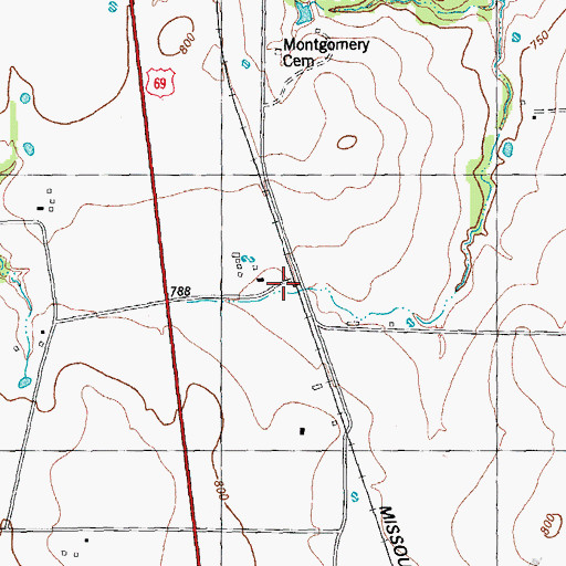 Topographic Map of Canaan, TX