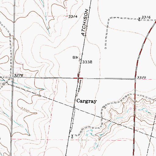 Topographic Map of Cargray, TX