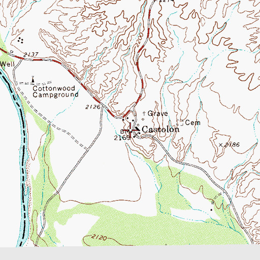 Topographic Map of Castolon, TX