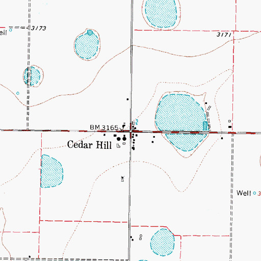 Topographic Map of Cedar Hill, TX