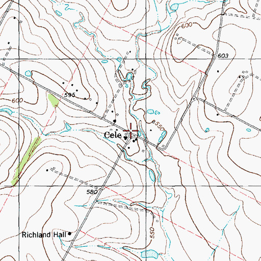 Topographic Map of Cele, TX