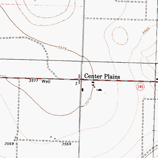 Topographic Map of Center Plains, TX
