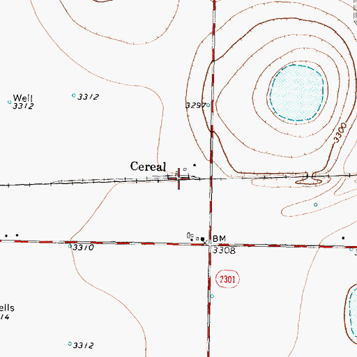 Topographic Map of Cereal, TX