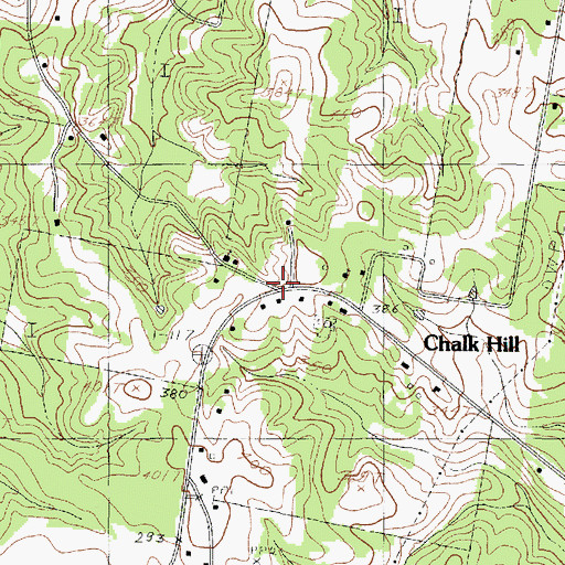 Topographic Map of Chalk Hill, TX