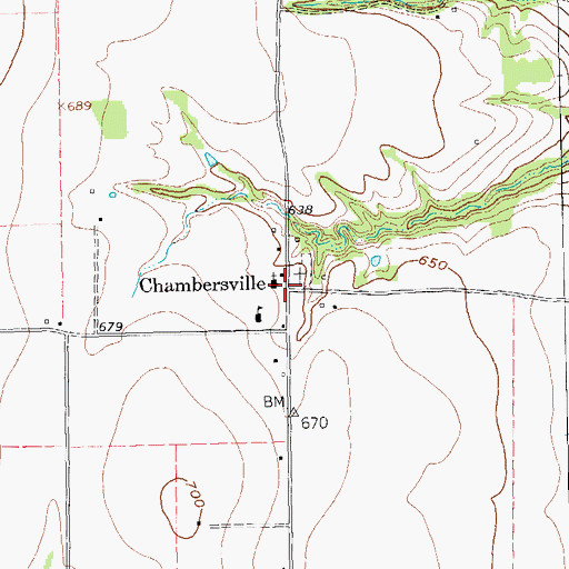 Topographic Map of Chambersville, TX
