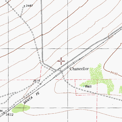 Topographic Map of Chancellor, TX