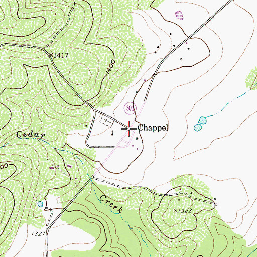 Topographic Map of Chappel, TX