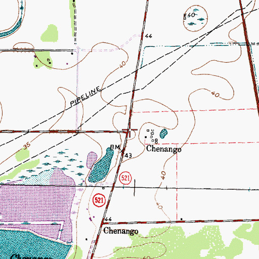 Topographic Map of Chenango, TX