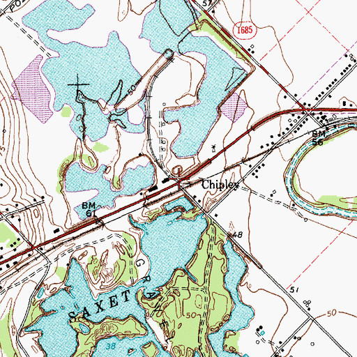 Topographic Map of Chipley, TX