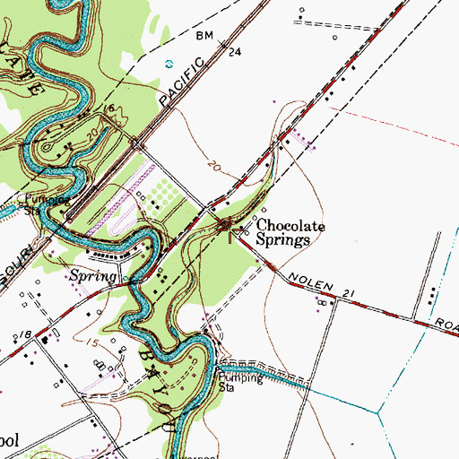 Topographic Map of Chocolate Springs, TX