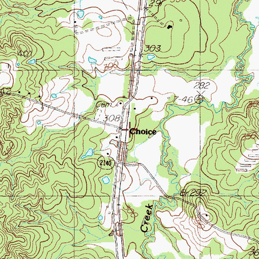 Topographic Map of Choice, TX