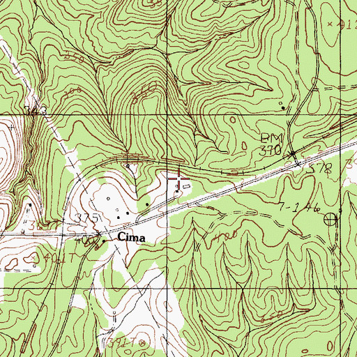 Topographic Map of Cima, TX