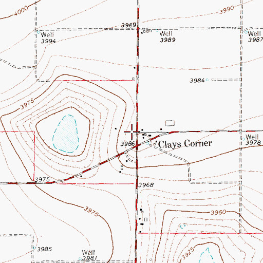 Topographic Map of Clays Corner, TX