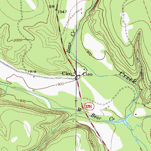 Topographic Map of Cleo, TX