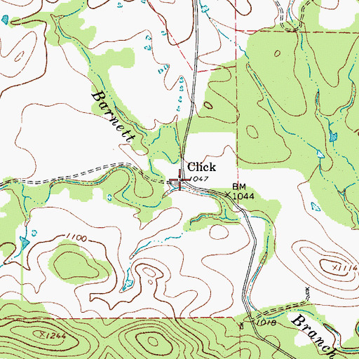 Topographic Map of Click, TX