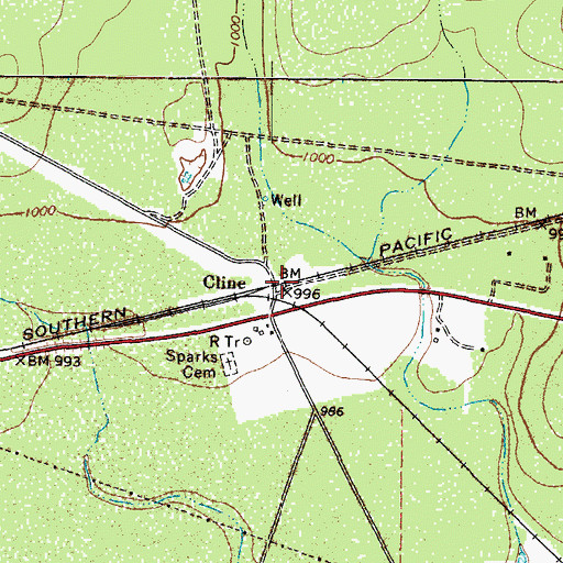 Topographic Map of Cline, TX