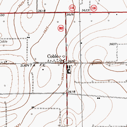 Topographic Map of Coble, TX