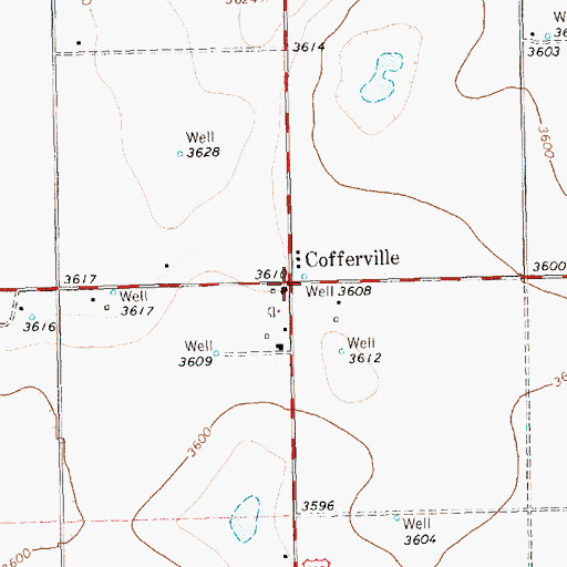 Topographic Map of Cofferville, TX