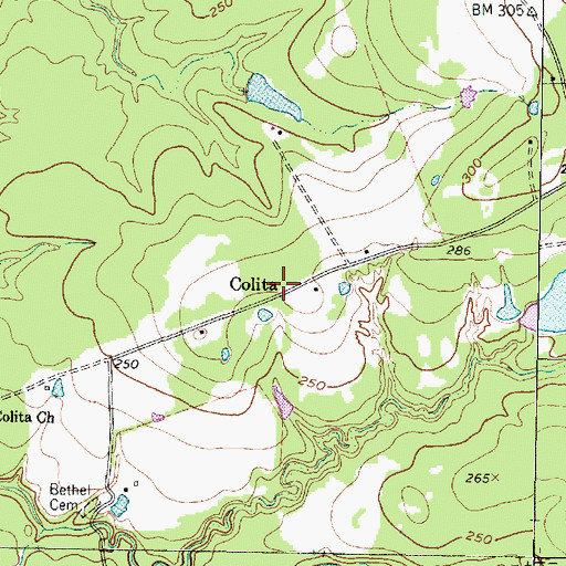 Topographic Map of Colita, TX
