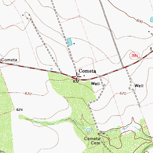 Topographic Map of Cometa, TX