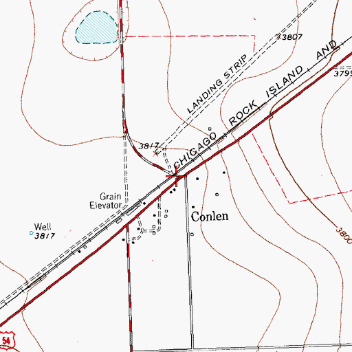 Topographic Map of Conlen, TX