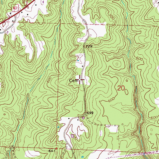 Topographic Map of Cox Family Cemetery, AL