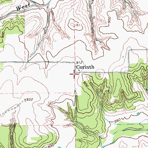 Topographic Map of Corinth, TX
