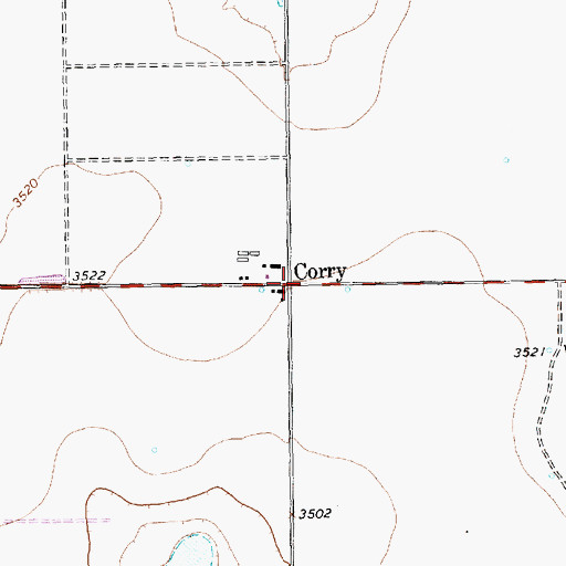 Topographic Map of Corry, TX