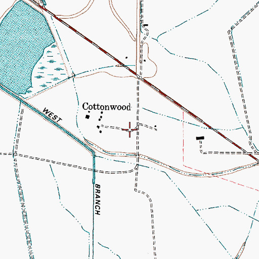 Topographic Map of Cottonwood, TX