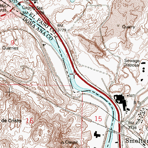 Topographic Map of Courchesne, TX