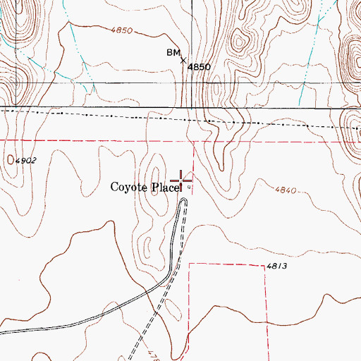 Topographic Map of Coyote Place, TX