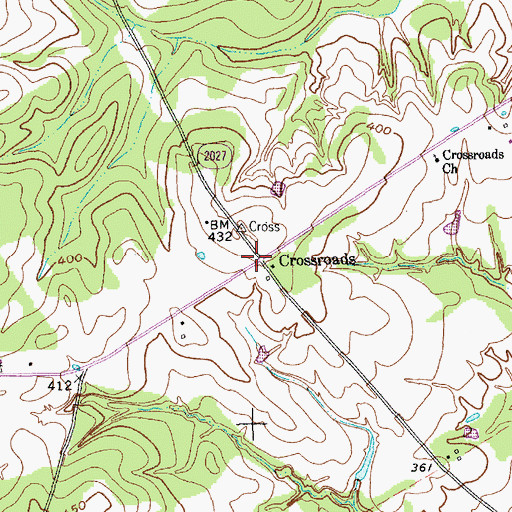 Topographic Map of Crossroads, TX