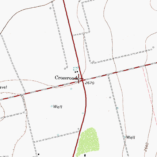 Topographic Map of Crossroads, TX