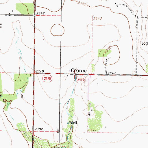Topographic Map of Croton, TX