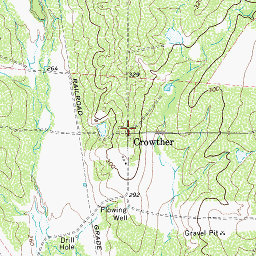 Topographic Map of Crowther, TX