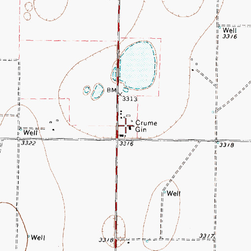 Topographic Map of Crume Gin, TX