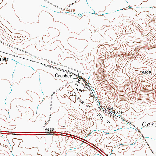Topographic Map of Crusher, TX