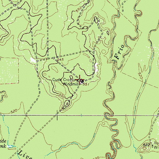 Topographic Map of Cude Crossing Windmill, TX