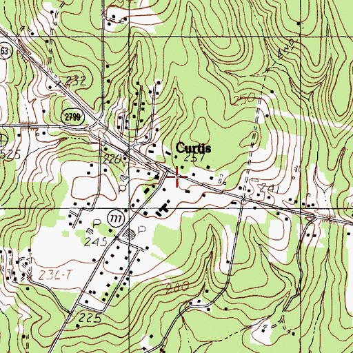 Topographic Map of Curtis, TX