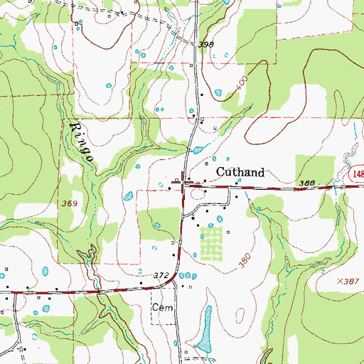 Topographic Map of Cuthand, TX