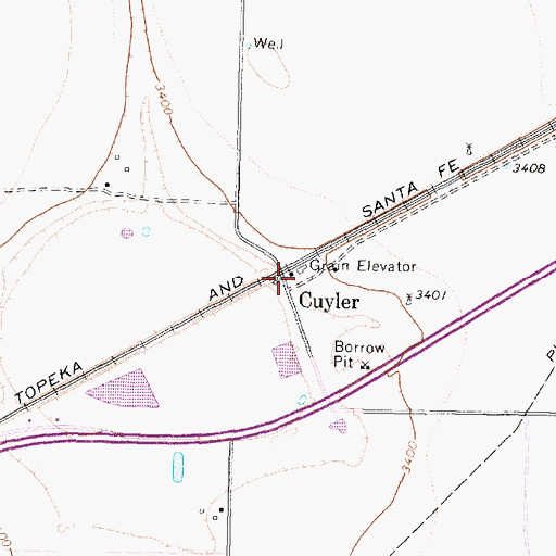 Topographic Map of Cuyler, TX