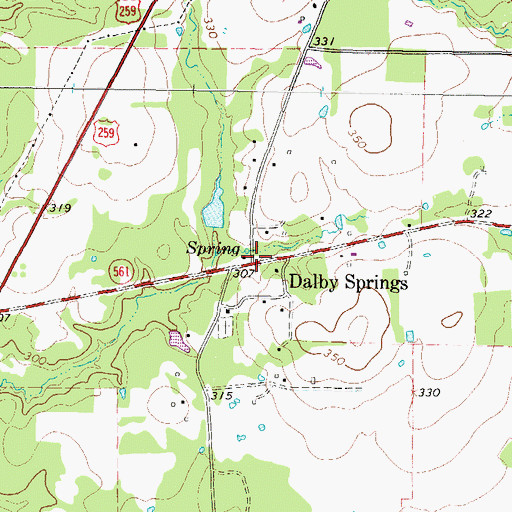 Topographic Map of Dalby Springs, TX