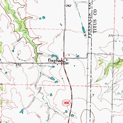 Topographic Map of Daphne, TX