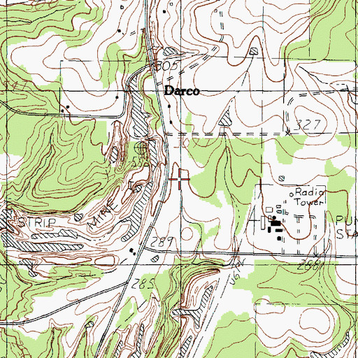 Topographic Map of Darco, TX