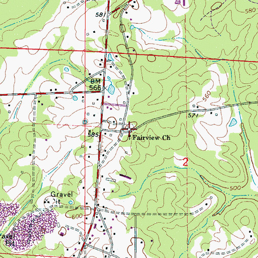 Topographic Map of Fairview Cemetery, AL
