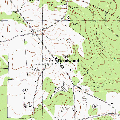 Topographic Map of Deadwood, TX