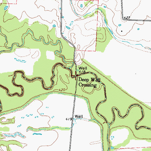 Topographic Map of Deep Well Crossing (historical), TX