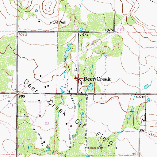 Topographic Map of Deer Creek, TX