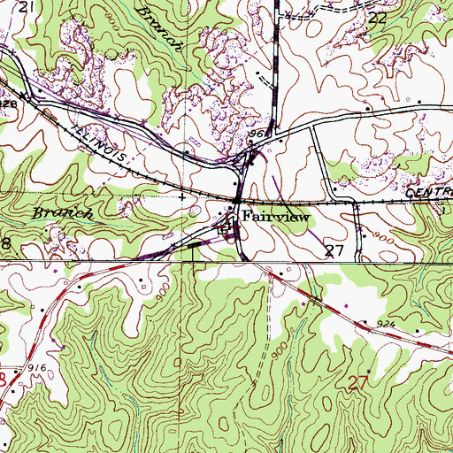 Topographic Map of Fairview Church, AL