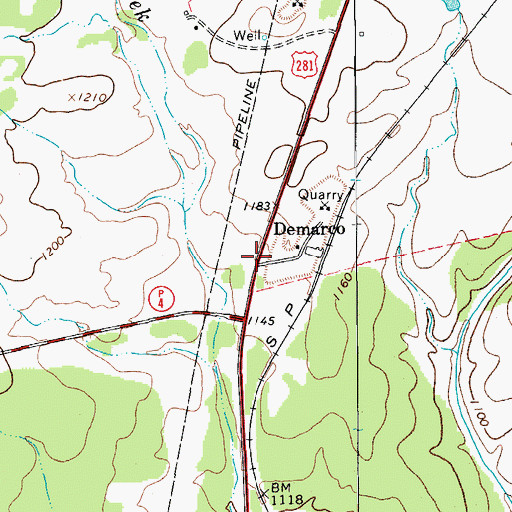 Topographic Map of Demarco, TX